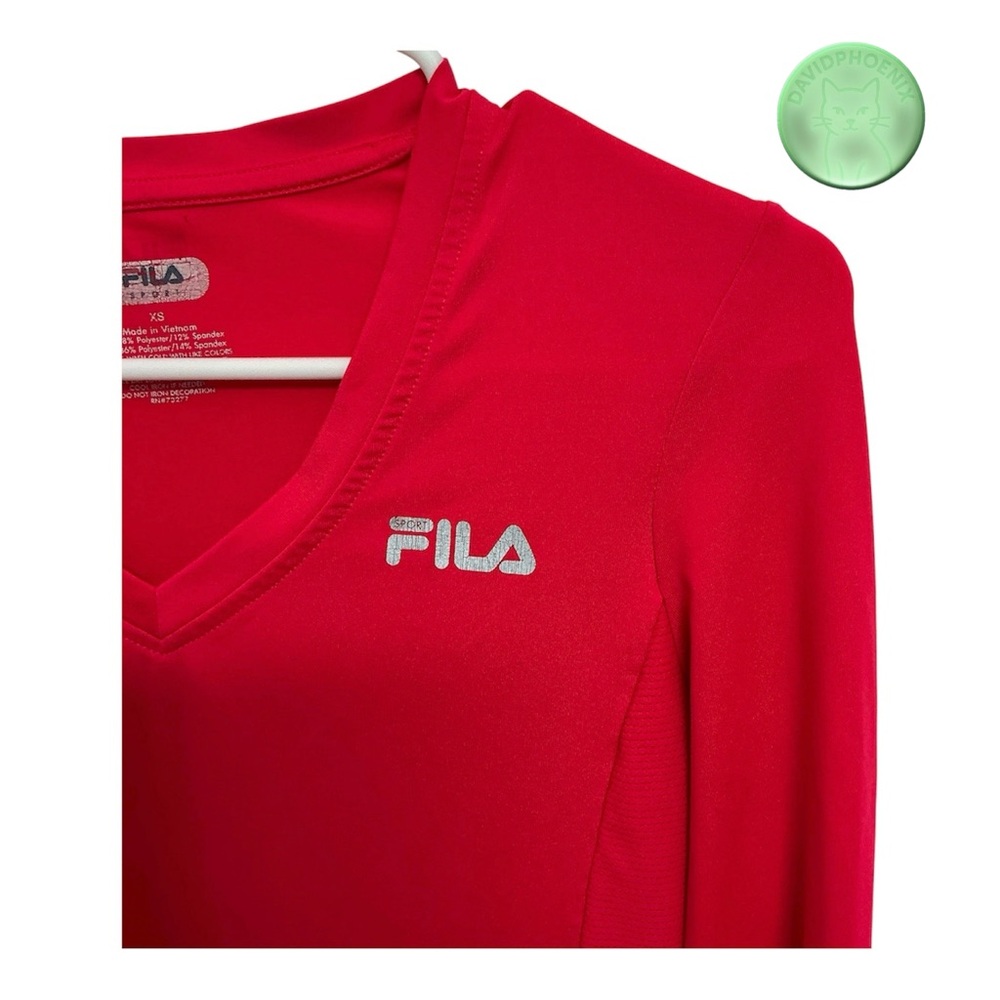 FILA Sport Diva Pink Long Sleeve Athletic Shirt Girls Size XS V-Neckline